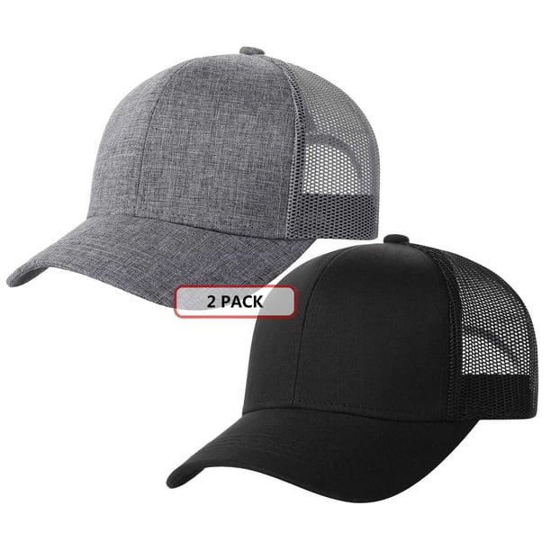TSSGBL 2 Pack Snapback Mesh Trucker Hat Plain Summer Cool No-Logo