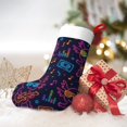 thumbnail image 6 of Flannel Christmas Stocking 17.7×11×7in Soft And Light Touch Good Socks Splicing Design Can Be Used For Hanging Neon Party Axolotls - 80s Synthwave, 6 of 8