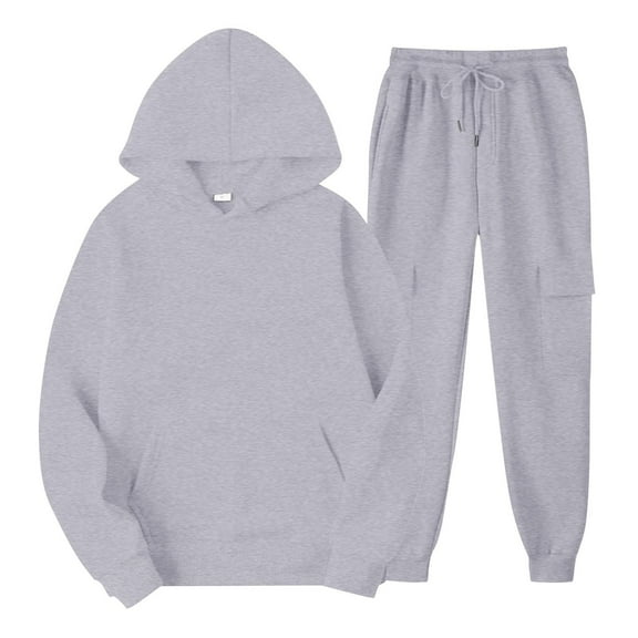 qucoqpe Sweatsuits Women 2 Piece Outfit Hoodies and Cargo Sweatpants Fall Winter Lounge Sets Fashion Solid Color Tracksuits