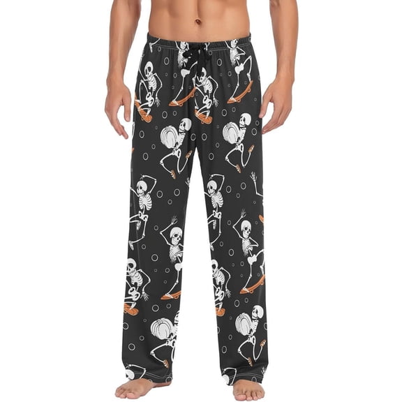 GZHJMY Men's Pajama Pants - Skateboard Skulls, Loose Thin PJs Lounge Sleep Bottoms with Pockets Drawstring, Pajama Bottoms for Home and Rest, XX-Large