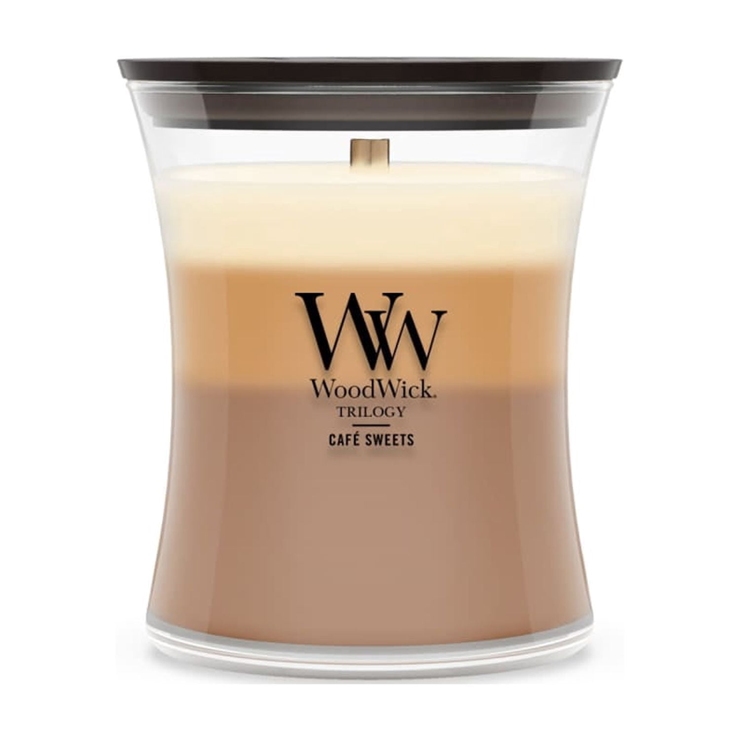 (4 pack) WoodWick Medium Hourglass Trilogy Scented Candle, Café Sweets, 9.7 oz