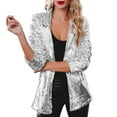 thumbnail image 2 of Riforla Women Sequins Blazers Sequin Jacket Casual Long Sleeve Glitter Party Shiny Lapel Rave Outerwear Coat Blazers for Women Silver XS, 2 of 9