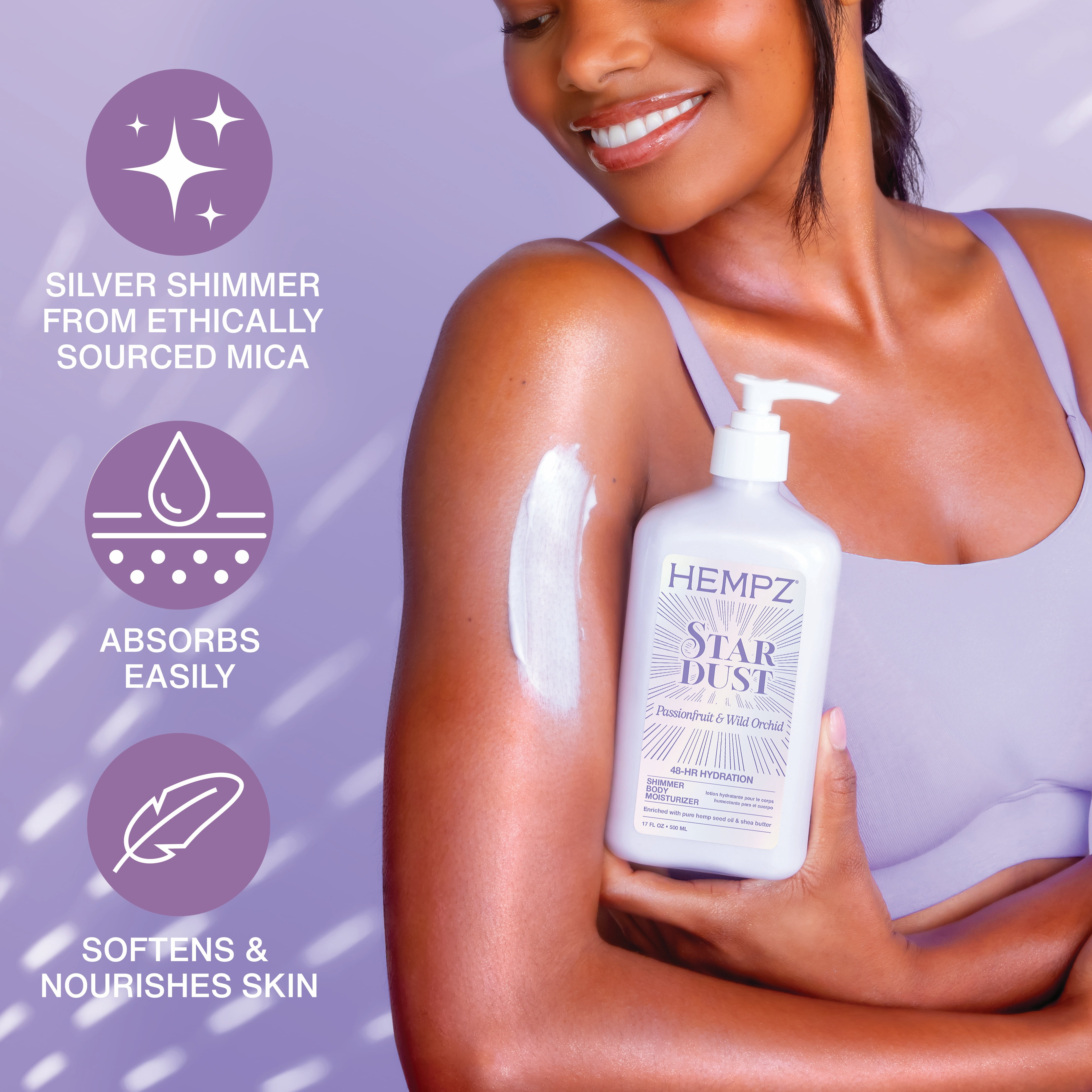 Hempz Star Dust Shimmer Body Moisturizing Lotion with Fruit &  Orchid Scent,  17 fl oz.