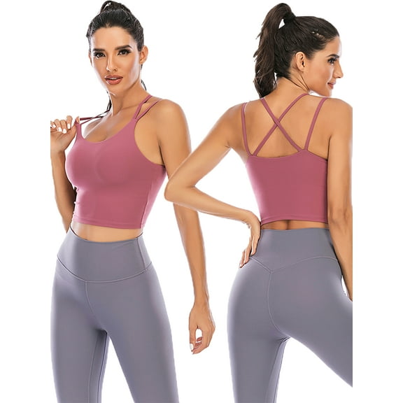 Womens Sling Tube Top Vest Sport Bras Sling Camisole Bras Medium Support Yoga Sports Bra Fitness Workout Running Camisole Crop Top