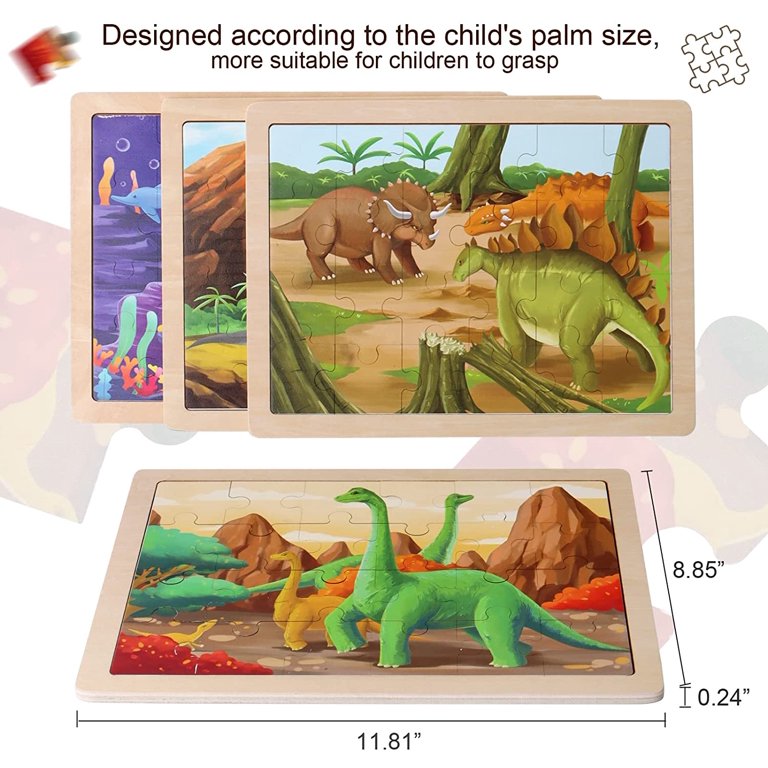 Montessori Mama Toddler Puzzles for Kids Ages 3-5 Dinosaur Puzzle 5-Pack, Montessori Toys for 3 Year Olds, Toddler Toys Age 2-4 Gifts for 3 Year Old