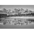 thumbnail image 2 of Frank, Krahmer 32x24 Black Ornate Wood Framed with Double Matting Museum Art Print Titled - Allgaeu Alps and Hopfensee lake, Bavaria, Germany (BW), 2 of 4