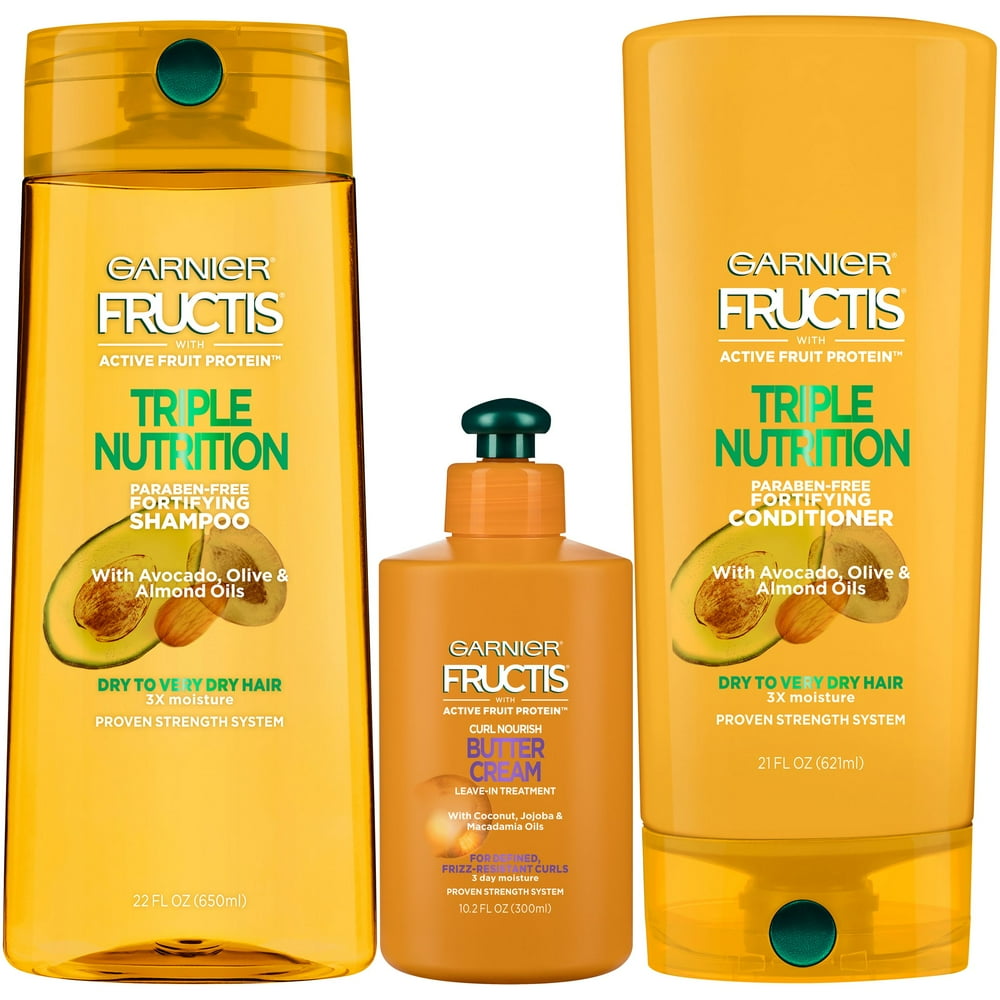 Garnier Fructis Triple Nutrition 3Piece, Shampoo, Conditioner & Leave