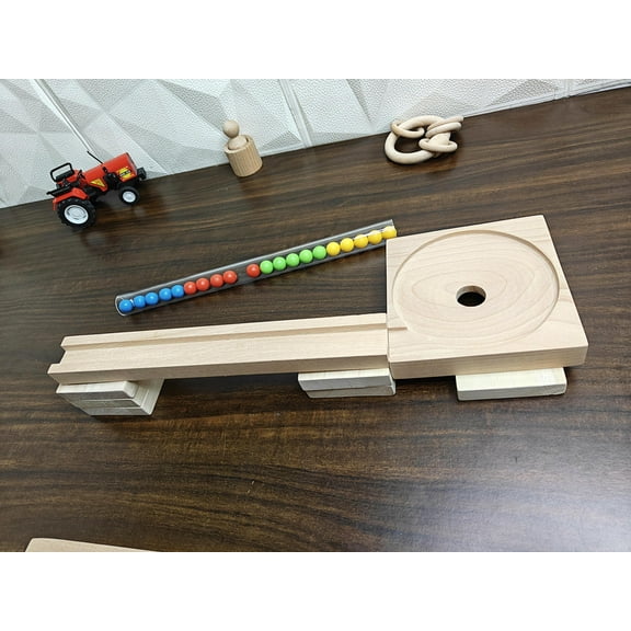 Marble Run Track, Full Set with Funnel and Kancha Plain line ,Marble Race Wooden Plate,Toy, Montessori toy Set for christmas gift playing Wooden Tracks set