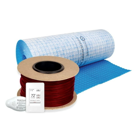 New Heat Floor Heating - Warmly Yours Floor Heating Kit 120V-Tempzone 220' Cable System with Heat Membrane and Touch Screen Thermostat
