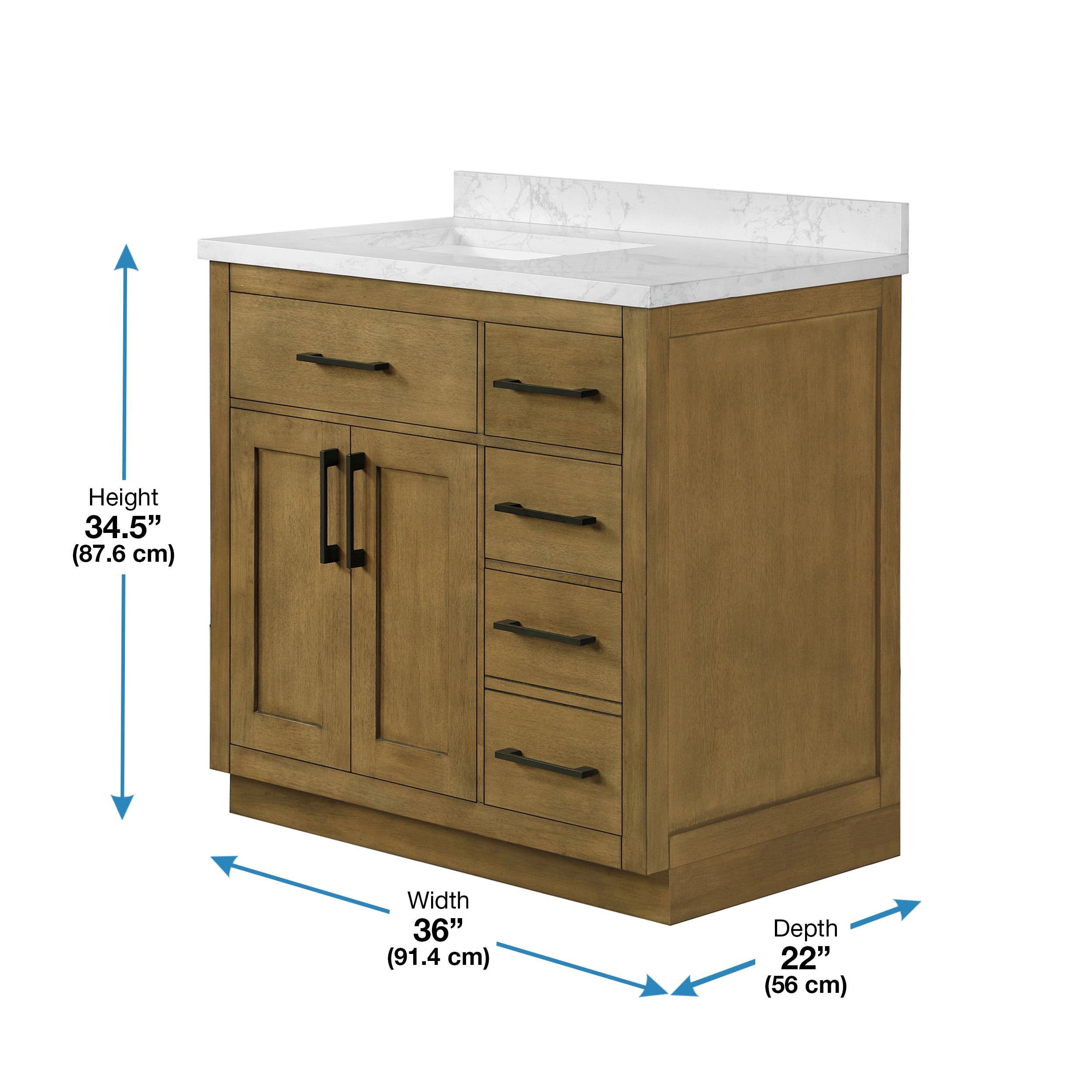 Ove Decors Athea 36 W x 22" D Freestanding Bathroom Vanity with Sink, Almond Latte