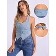 thumbnail image 2 of DARING DIVA Women's Y2K Halter Neck Tie Back Crop Jean Bustier Top XS Light Blue, 2 of 6