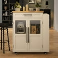 thumbnail image 4 of Studyset Rolling Wooden Kitchen Island with Drawer, Kitchen Cart with Storage Cabinet on Wheels, Thicker Wooden Top Portable Trolley Island with 3 Spice Rack for Kitchen, Dining Room, Natural Oak, 4 of 8
