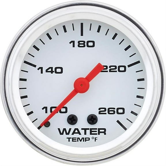 Speedway Motors 2-1/16" Mechanical Water Temp Gauge, 100-260º Range, White Face with Black Graphics, Stainless Steel Bezel, 12V Light, 2.25" OD, Night-Time Visibility