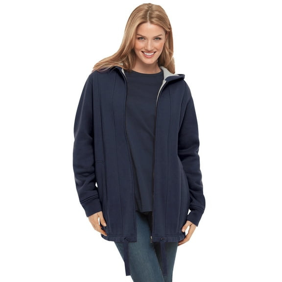 Woman Within Plus Size Thermal Waffle Lined Fleece Hoodie Oversized