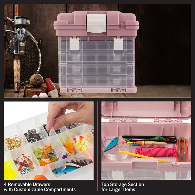 Stalwart, Small Parts Organizer Toolbox, Pink with Removable
