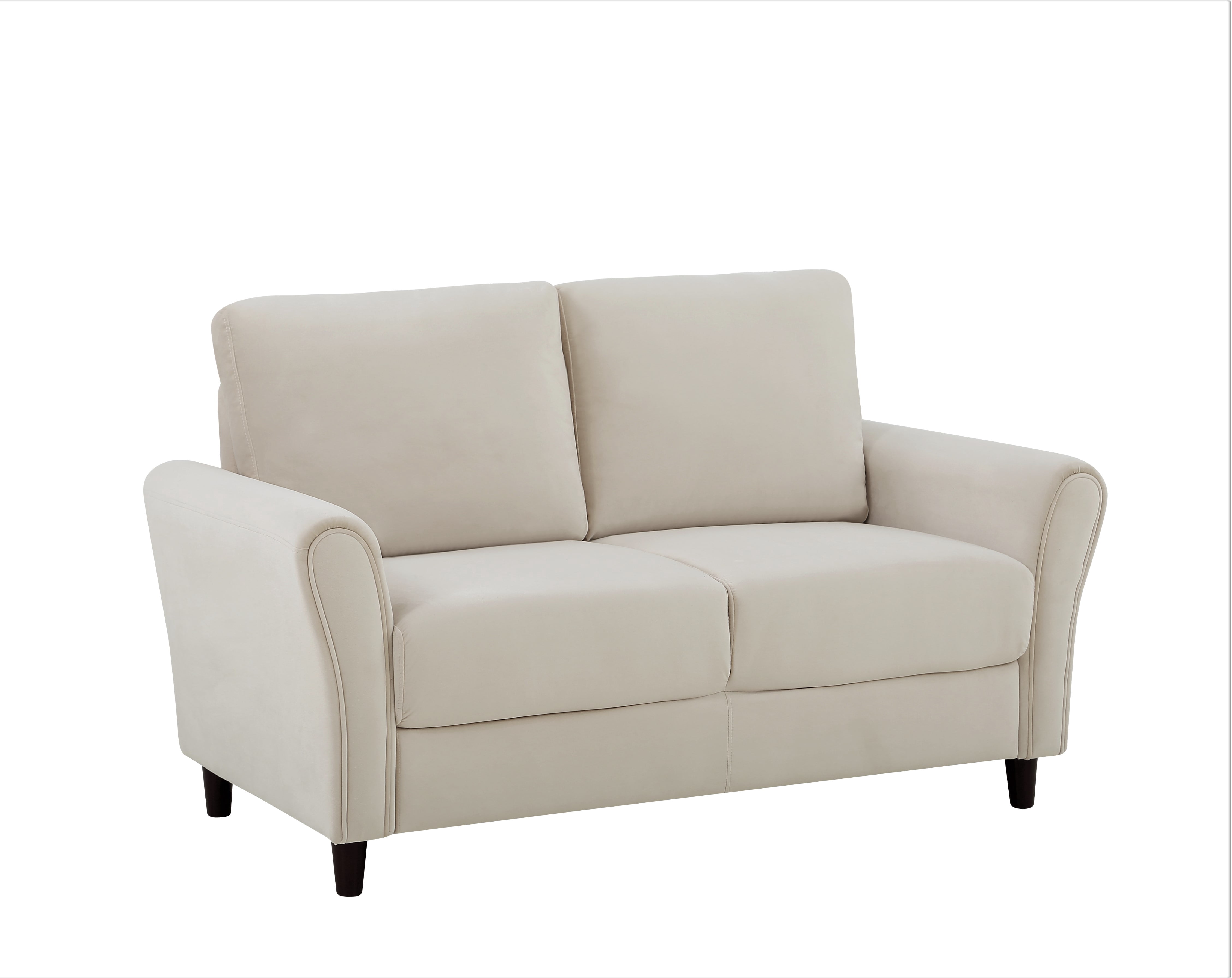 US Pride Furniture Corel 58.27" Flared Arm Ivory Velvet Loveseat