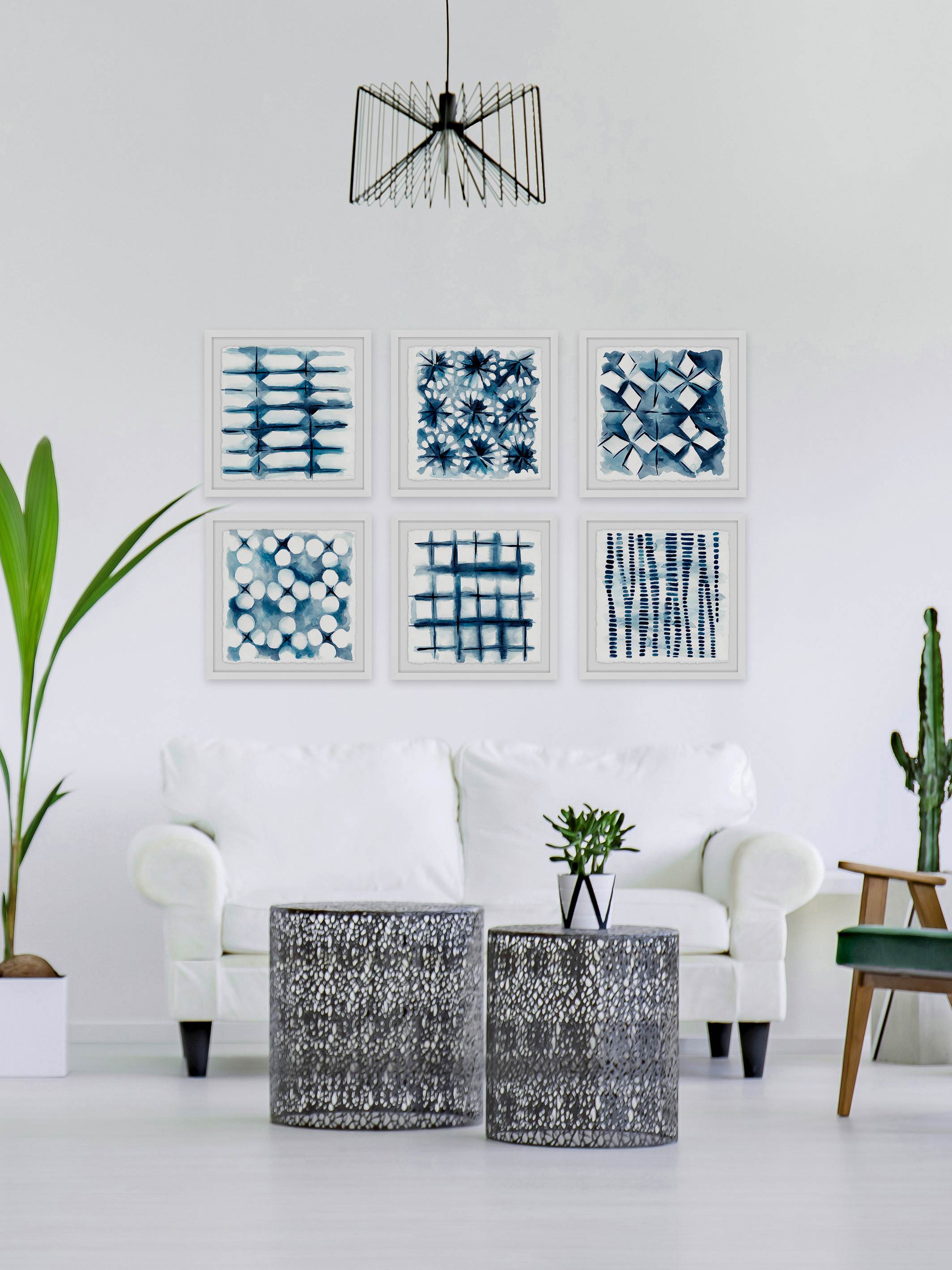 Indigo Study Hexaptych