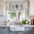 thumbnail image 2 of Texas Star Navy Blue Farmhouse Short Window Curtain Valances, Farmhouse Vintage Art Wooden Rod Pocket Kitchen Valances for Living Room Bedroom Bathroom Cafe 60" x 18", 2 of 8