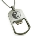 thumbnail image 1 of Stainless Steel Floral Yin Yang Engraved Bottle Opener Dog Tag Pendant Necklace, 1 of 1
