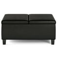 thumbnail image 4 of Ellis 36 inch Wide Contemporary Square Coffee Table Storage Ottoman in Distressed Black Vegan Leather, 4 of 13
