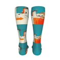 thumbnail image 6 of Honeii Colorful Greek Windmills Print Calf Socks Sports Socks Seamless Toe, Trouser Socks,Knee High Long Socks for Women and Men-One Size, 6 of 8