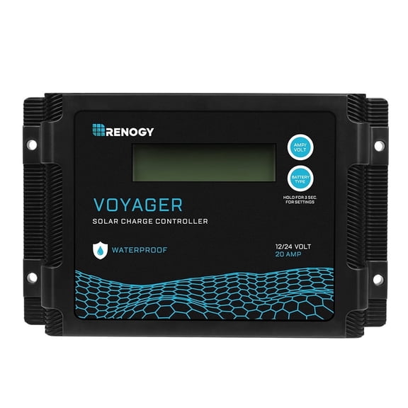 Renogy 20A 12V/24V PWM Solar Charge Controller, IP67 Waterproof with LCD Display for AGM, Gel, Flooded & Lithium Battery, Voyager
