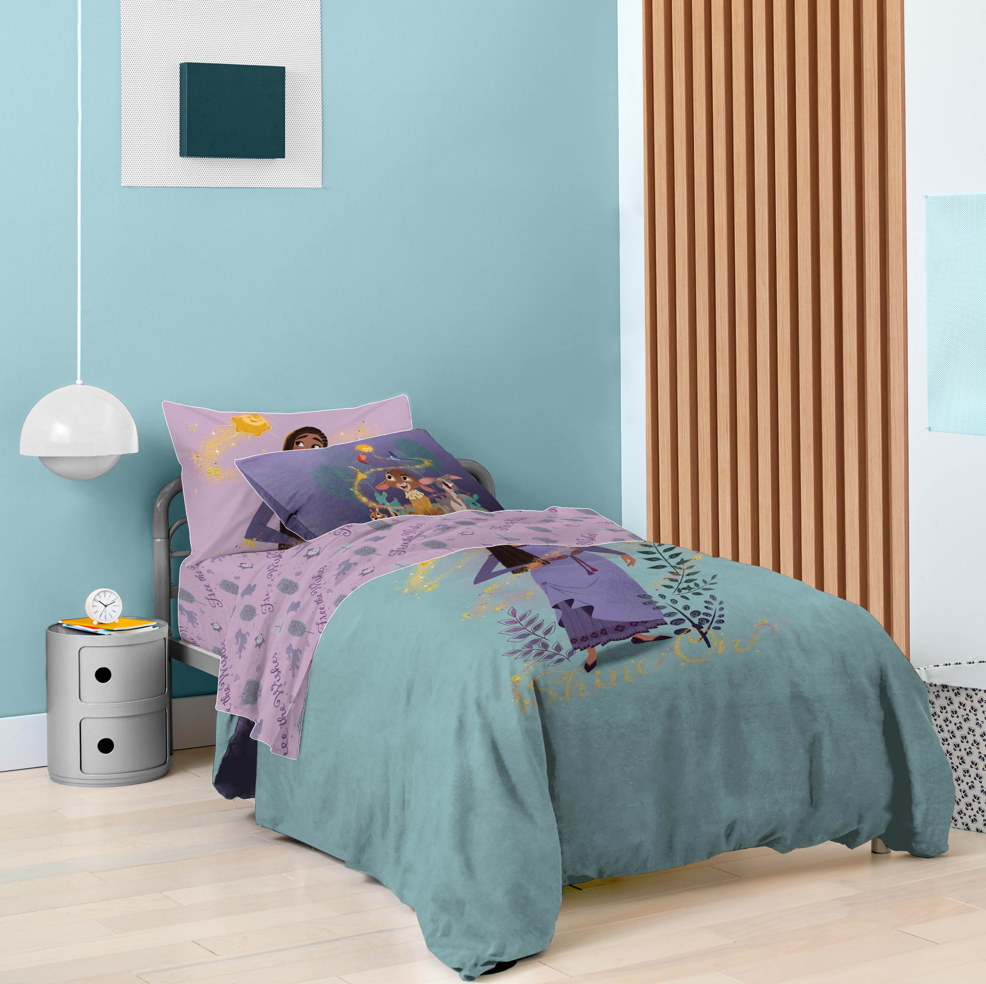 Disney Wish Purple 5 Piece Twin Bed Set w/ Sham, 100% Microfiber