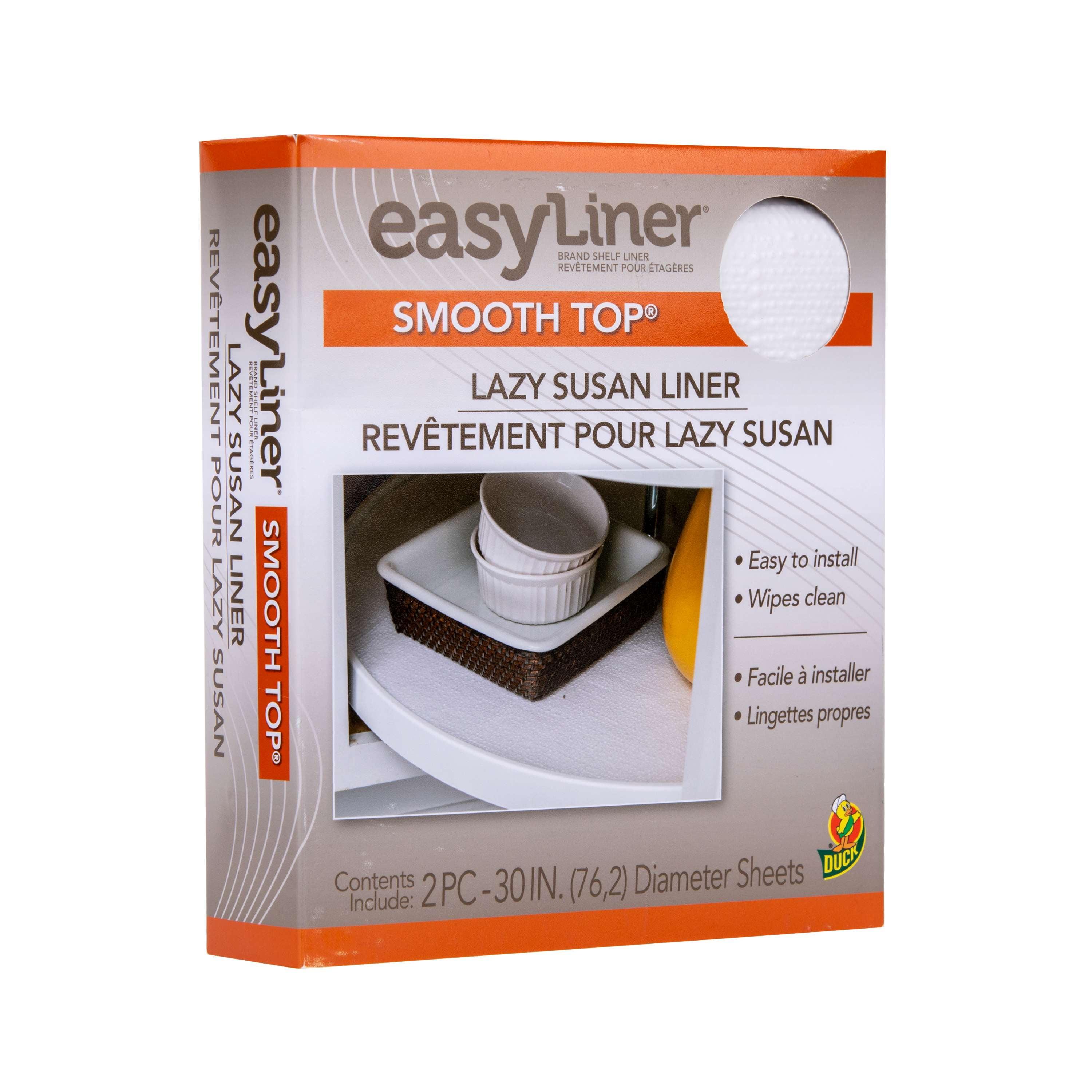 EasyLiner Smooth Top 30 in. Lazy Susan Shelf Liner, White, 2 Pieces