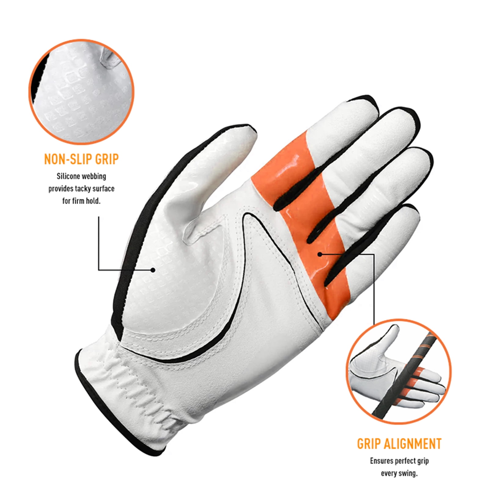 Golf Training Glove with True Grip Alignment Indicator, Non-Slip Breathable Golf Gloves, Fix Slice & Eliminate Hook, Microfiber Golf Swing Correction Glove for Men Women Left -XL