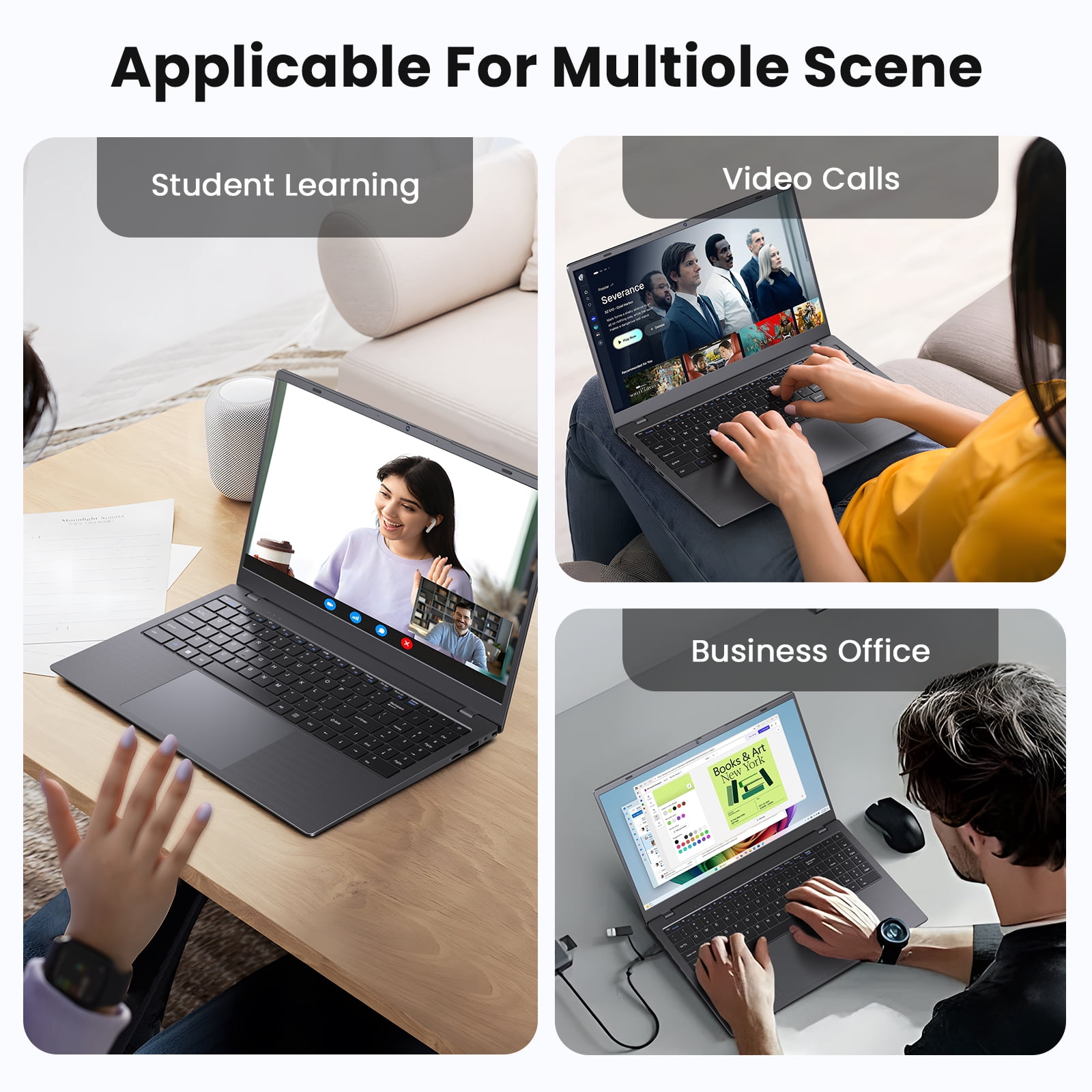 RNRUO 15.6" Laptop Computer, 8GB RAM 128GB SSD, Intel 6500Y with 2 Cores, FHD Display, Windows 11 Home, WiFi5 BT5.0, Type-C PD, Numeric Keypad Laptop for Business, Student, Office