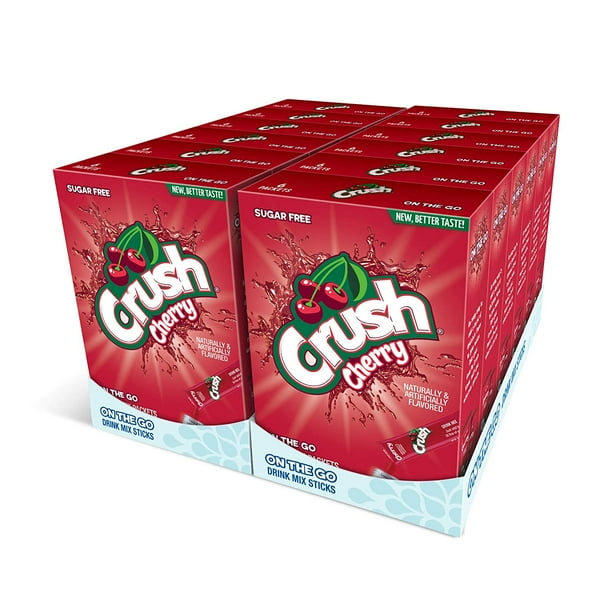 Crush, Cherry Powder Drink Mix (12 boxes, 72 sticks) Sugar Free