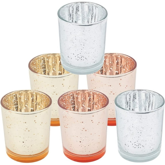 Votive Candle Holders Mercury Glass Tealight Candle Holder Plated Glass Candle Cups Set for Wedding Engagement Ceremony Birthday Party Theme Party Decoration Mixed Color