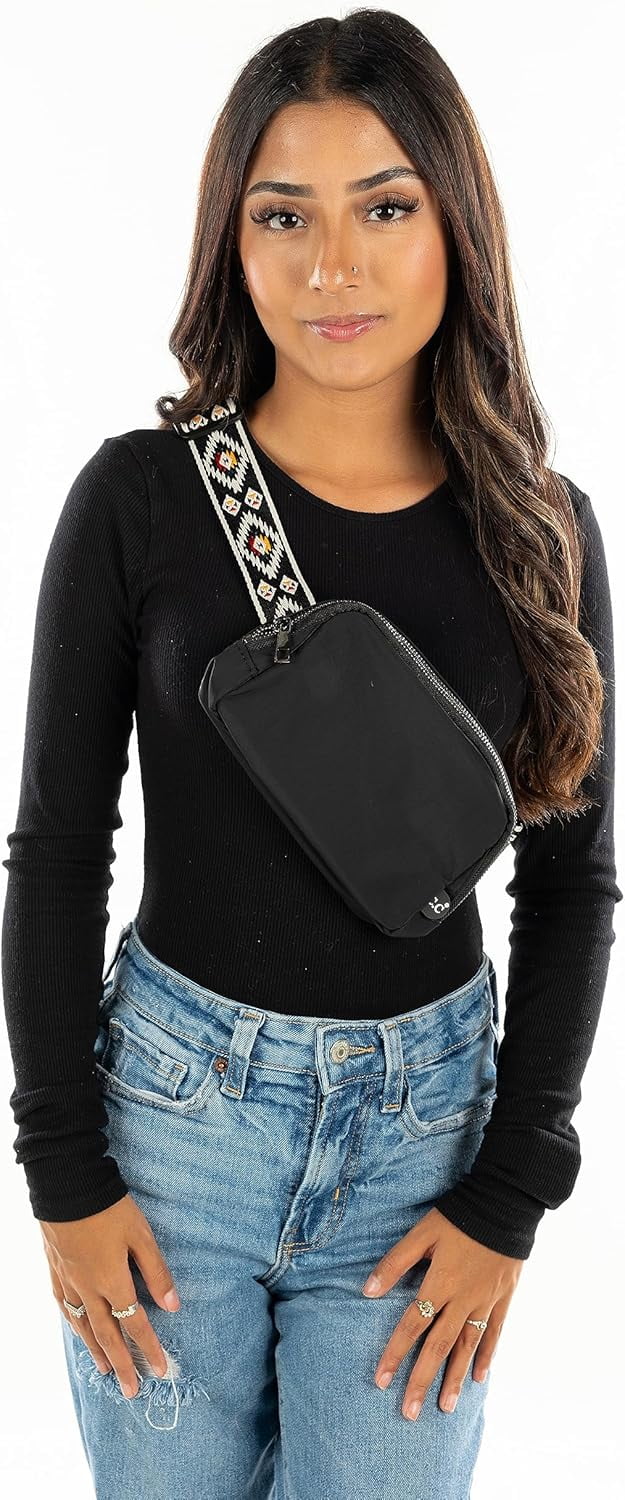Funky Junque Belt Bag - Aztec Strap - Black