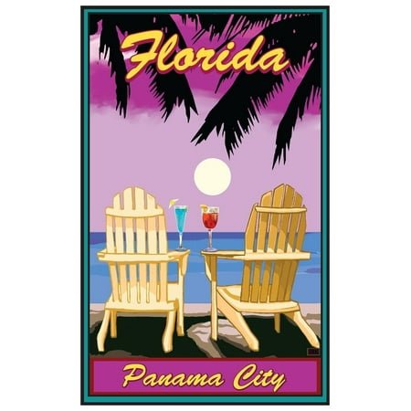 Panama City Florida Adirondack Chairs Palms Punch Giclee Art Print Poster by Joanne Kollman (12