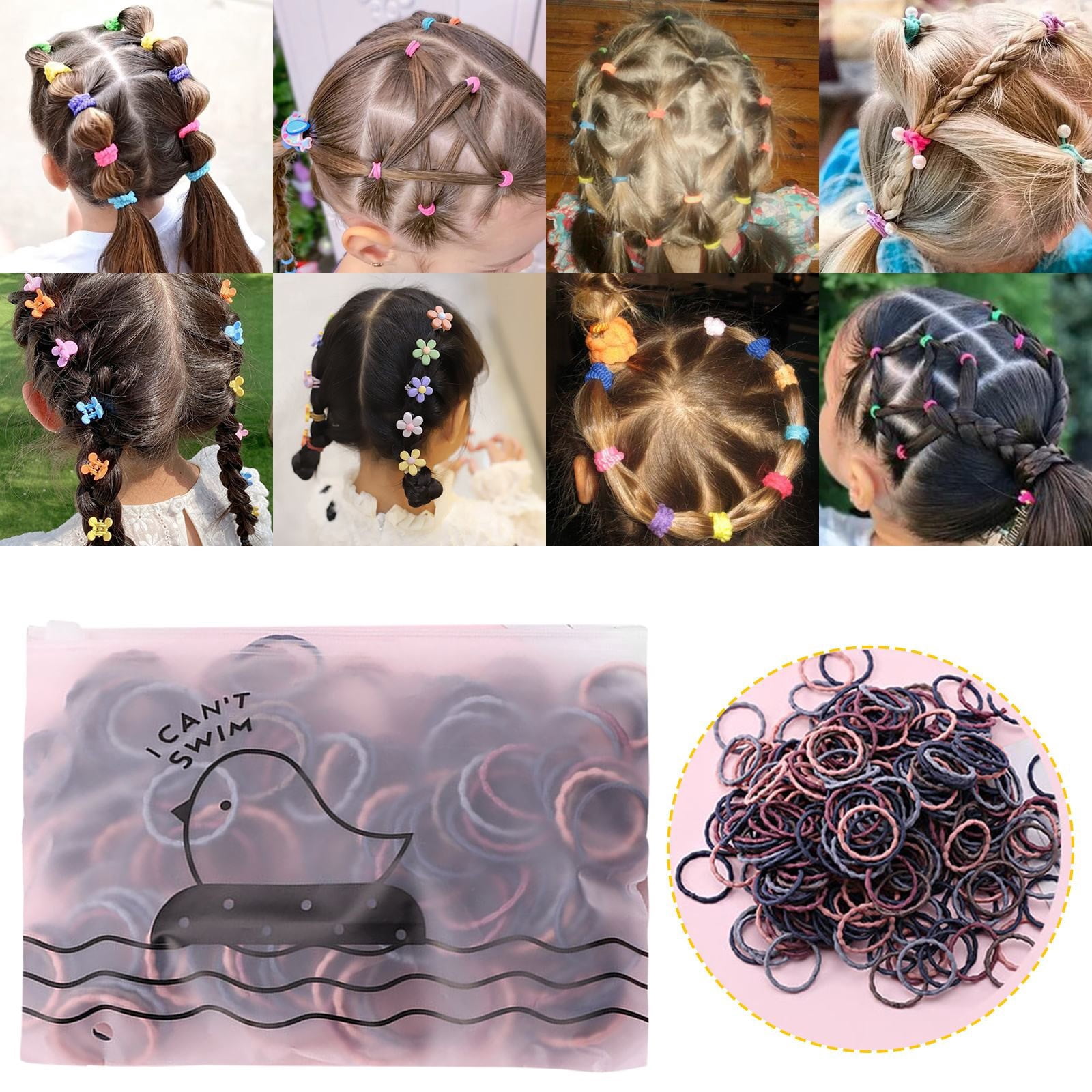 Elastic Bands for Hair Small Hair Elastics And Clear Girls Rubber Bands Hair No Damage Pin The Tale on The Cat Blond Hair Elastic Bands Soft Seamless Hair Ties Easy Hair Bun Hair Hooks Fashion Rubber