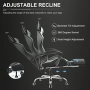 GTPLAYER Faux Leather Gaming Office Chair with Footrest and Ergonomic Lumbar Massage Pillow, White