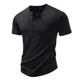 thumbnail image 4 of LMOIPLI Mens Slim Fit Henley T Shirt with Button Placket Soft Breathable Cotton Blend Short Sleeve Tee for Casual Daily Wear Black S, 4 of 9