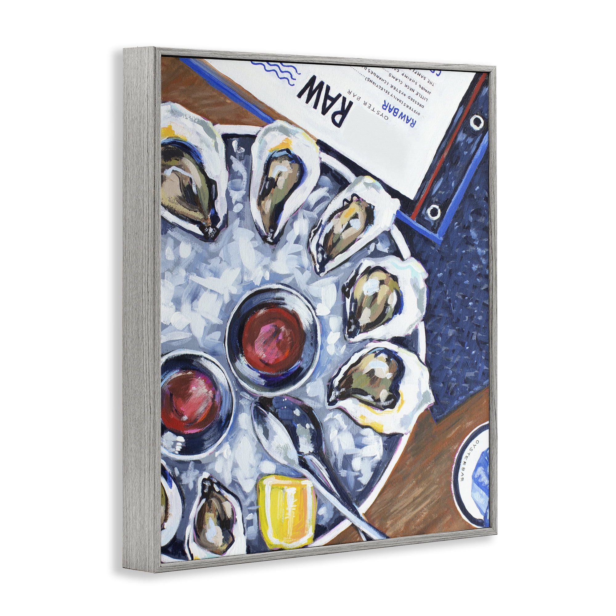 Stupell Industries Oysters on Ice Gray Framed Giclee Art, design by Rachel Nerney