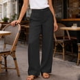 thumbnail image 6 of Womens Pants Casual Pantalon Mujer Ndbuld Women's Wide Leg Dress Pants High Waisted Business Casual Work Trousers With Pockets Loose Straight Leg Office Pants For Women Black,XXXL, 6 of 9