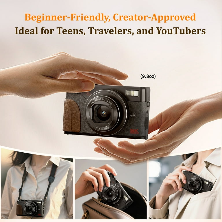 NBD 64MP 5K Autofocus Digital Camera with 180° Flip Screen