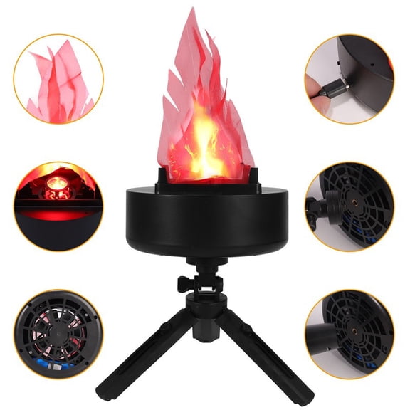 3D Fake Flame Effect Lamp, Portable USB Rechargeable Flame Light Campfire Electric Campfire Halloween Christmas Party Decorations
