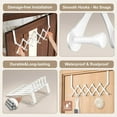 thumbnail image 2 of MetalM - Expands Over The Door Hook Rack, Heavy Duty No Drill Hooks for Bathroom, Bedroom, Kitchen, Closet - Over The Door Hanger for Towels, Robes, Bags, Coats(White), 2 of 12