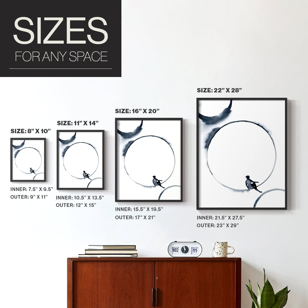 Woman in the Moon I Framed Print - Solid Wood in Single Picture Frame Solid Wood 2 Framed Print