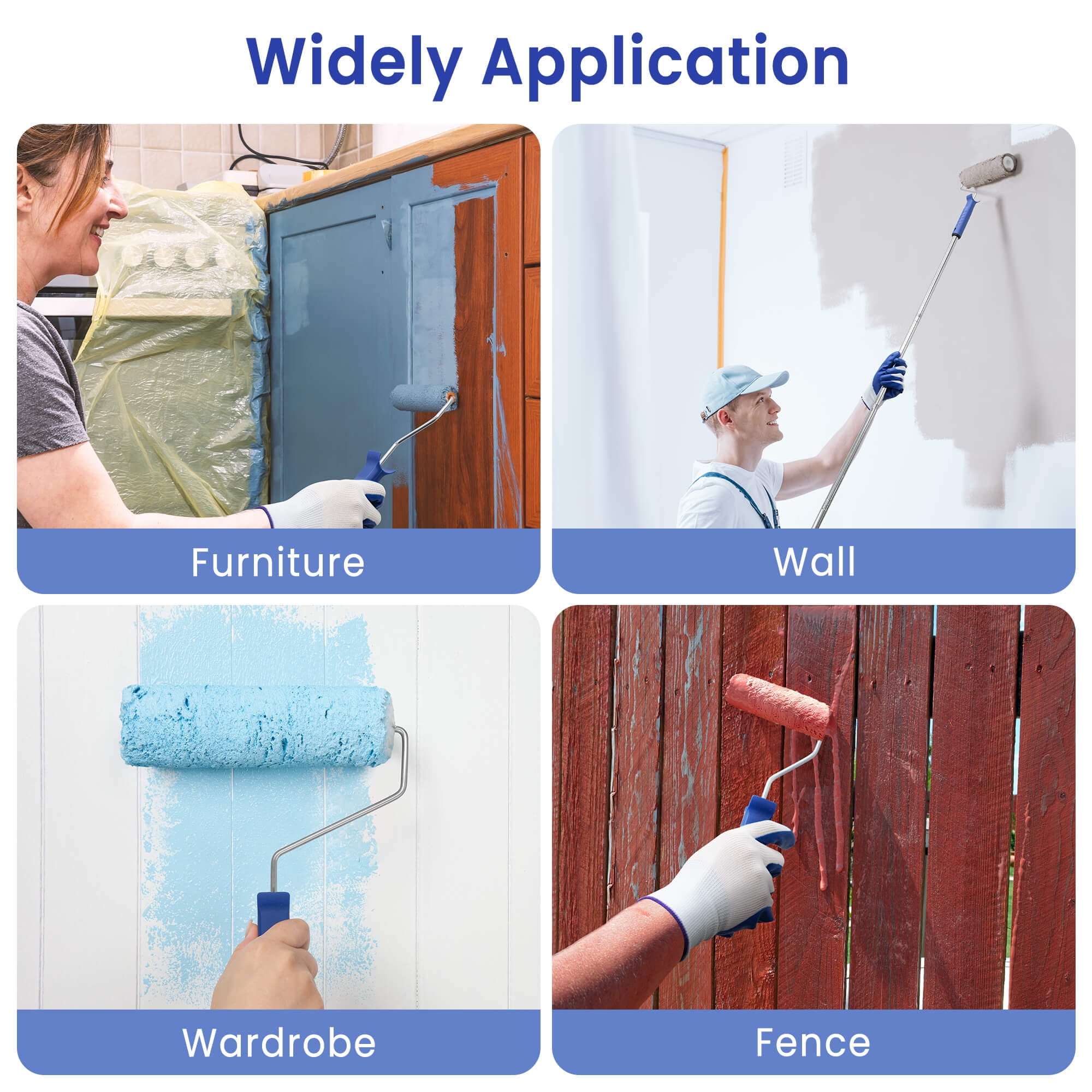 Tidymend Paint Roller Kit, 28 Pcs Paint Rollers with Extension Pole, Roller Paint Brush for Painting Walls