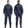 thumbnail image 2 of iiniim Men Long Sleeve Hooded Dustproof Mechanic Uniform Workshop Auto Workwear Work Jumpsuit Coverall A Navy Blue 3XL/185, 2 of 7