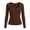 Brown, variant on Women's Scoop U Neck Long Sleeve Undershirts Ribbed Slim Fitted Pullover Blouses Basic Tee Tops Size S-XXL