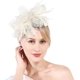 thumbnail image 3 of Pinza de pelo TUNC de malla de flores de plumas Beige accesorios para el cabello de boda, 3 of 5