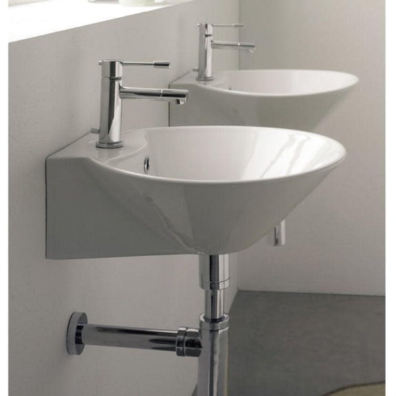 Nameeks 8010/R-One Hole Scarabeo 17" Ceramic Wall Mounted / Vessel Bathroom Sink - White