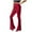 Red, variant on Kureaily Womens Casual Solid Color High Waist Ribbed Flare Long Pants Comfy Elastic Slim Leg Trousers Straight Leg Pant