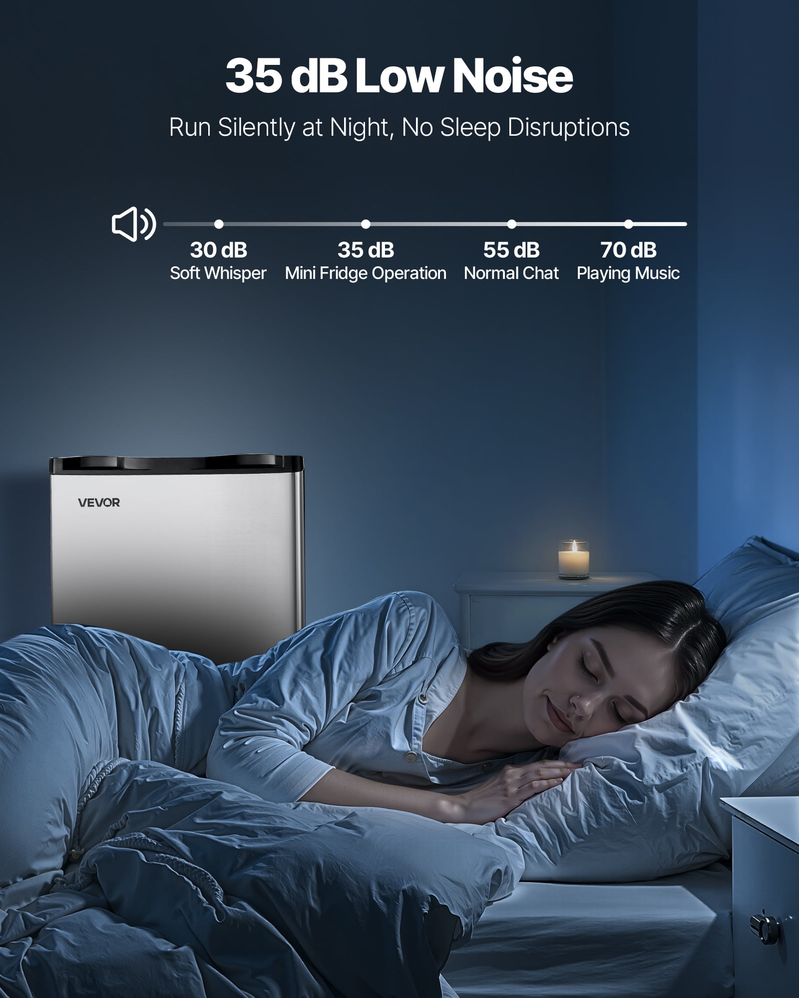 VEVOR Mini Fridge, 3.2 Cu.Ft, Single Door Compact Refrigerator, Adjustable Temperature,Glass Shelf, Energy Efficient Small Refrigerator,Reversible Door, Low Noise,for Bedroom Dorm Office,Stainless